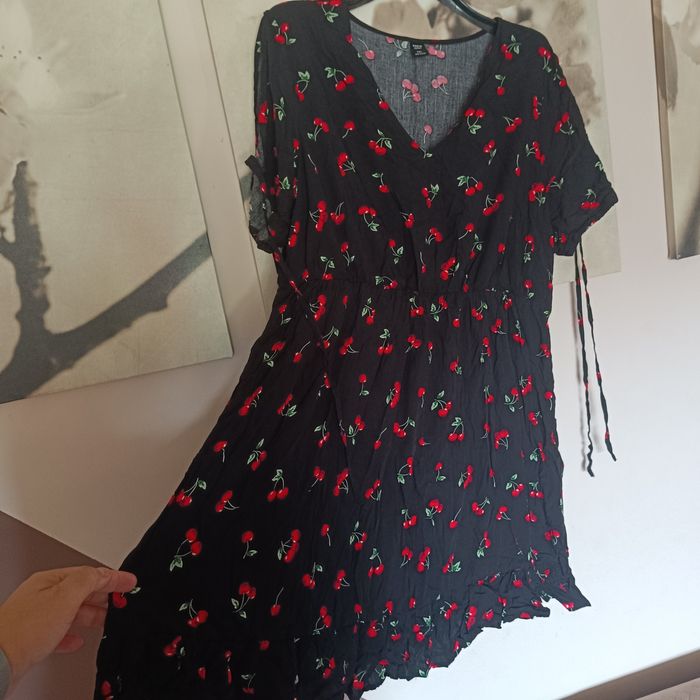 Nowa sukienka plus size, wisienki, jedwab