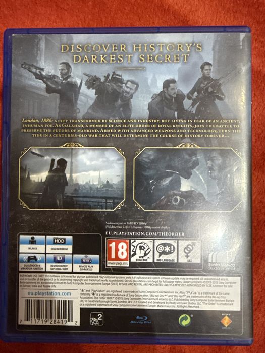 Гра на пс4 Order 1886 стан диска ідеал