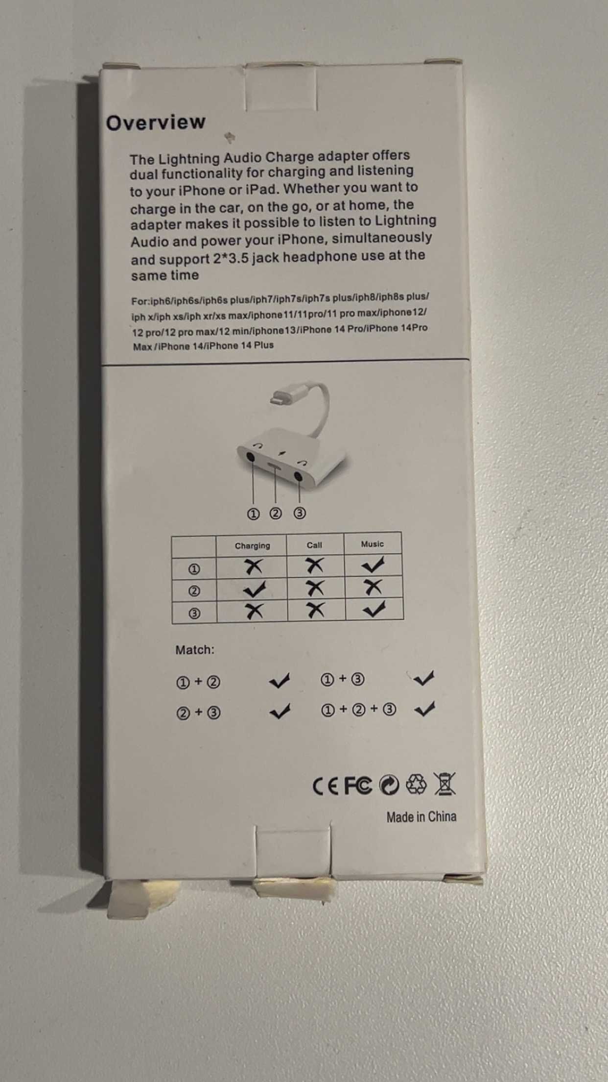 Adapter z Lightning 2 wejścia jack 3.5mm i usb c