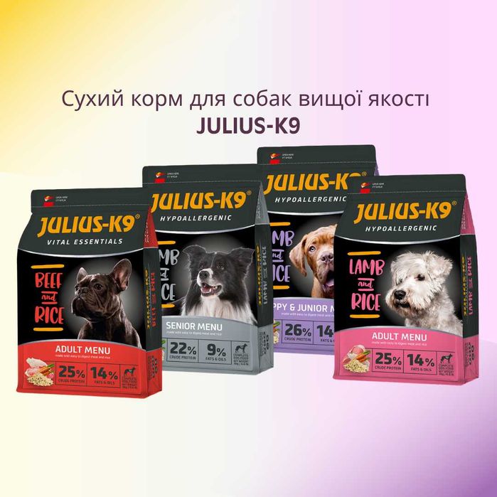 Корм СУПЕРПРЕМІУМ класу для дорослих собак JULIUS-K9 в асортименті