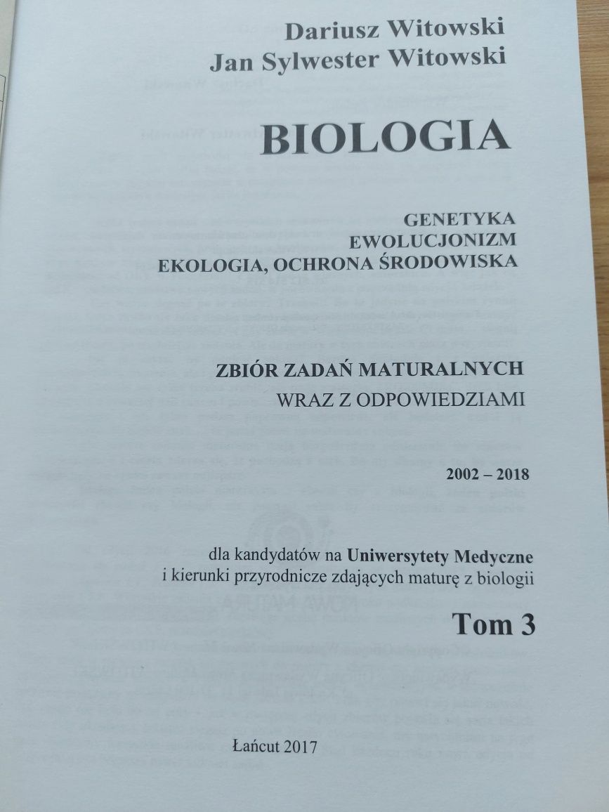 Biologia zbiór zadań tom 3 Witowski NIEUŻYWANY