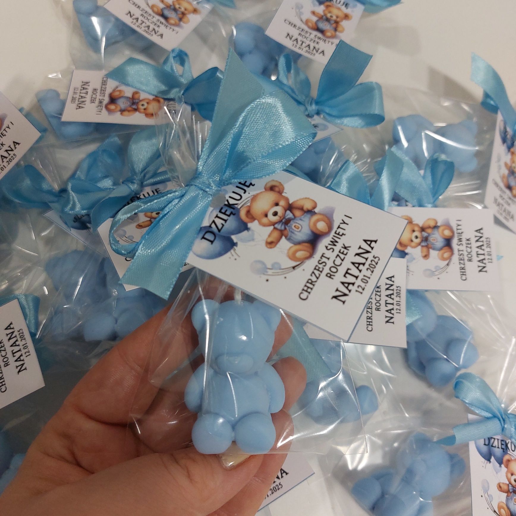 Mini miś /grzechotki podziekowania dla gosci chrzest roczek