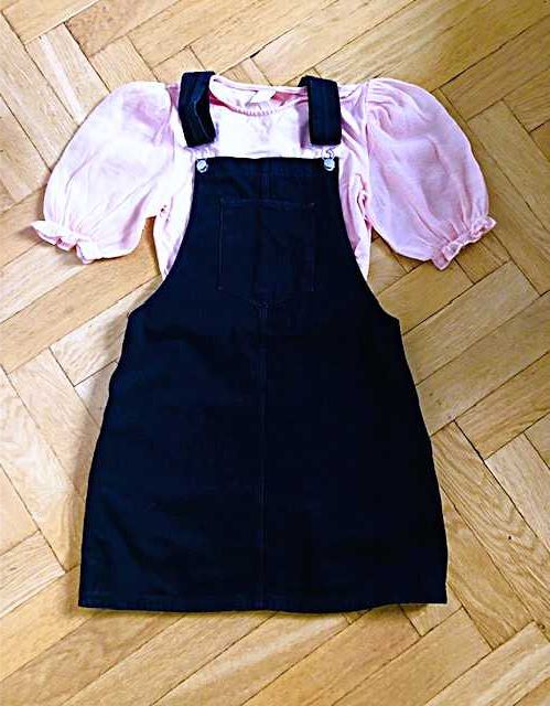 Zestaw Bluzka Sinsay Sukienka jeansowa na szelkach CROPP S 36