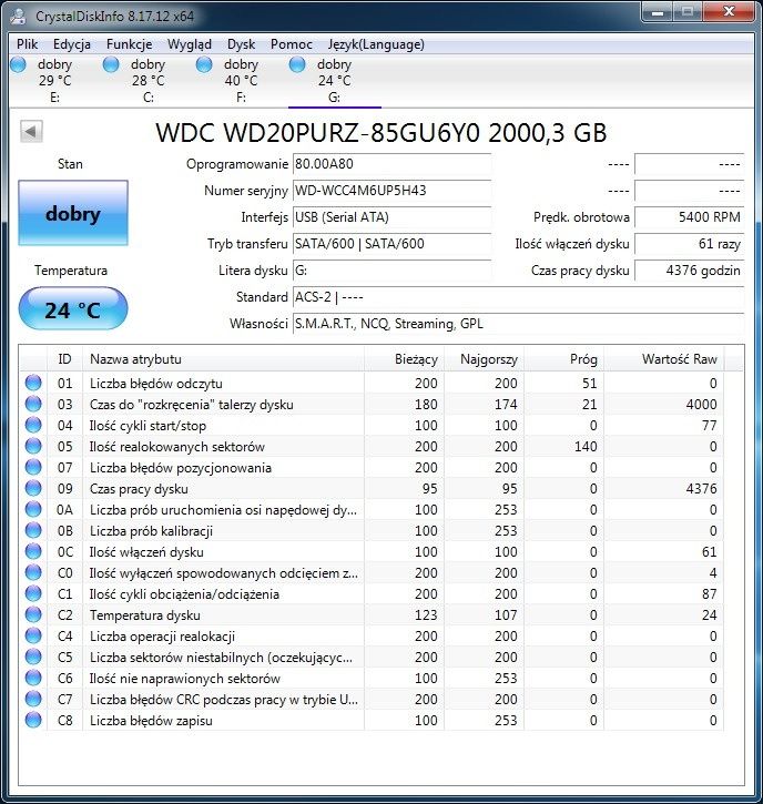 Dysk 2TB WD20PURZ SATA 3,5"