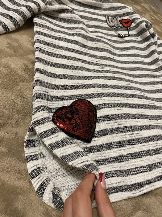 Тепла подовжена кофта-туніка в полоску