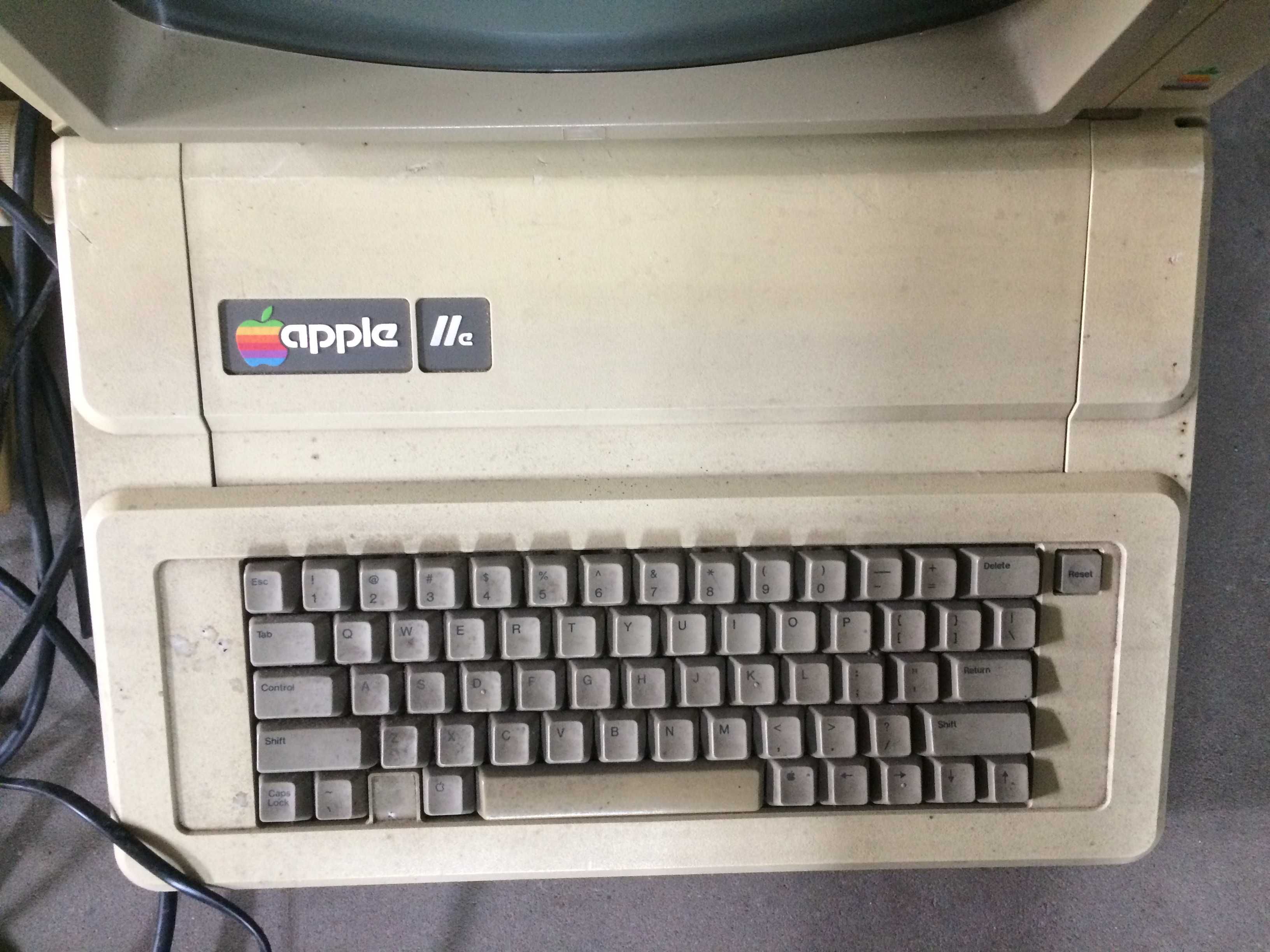 Apple 2e IIe vintage computer cały zestaw drukarka joystick retro