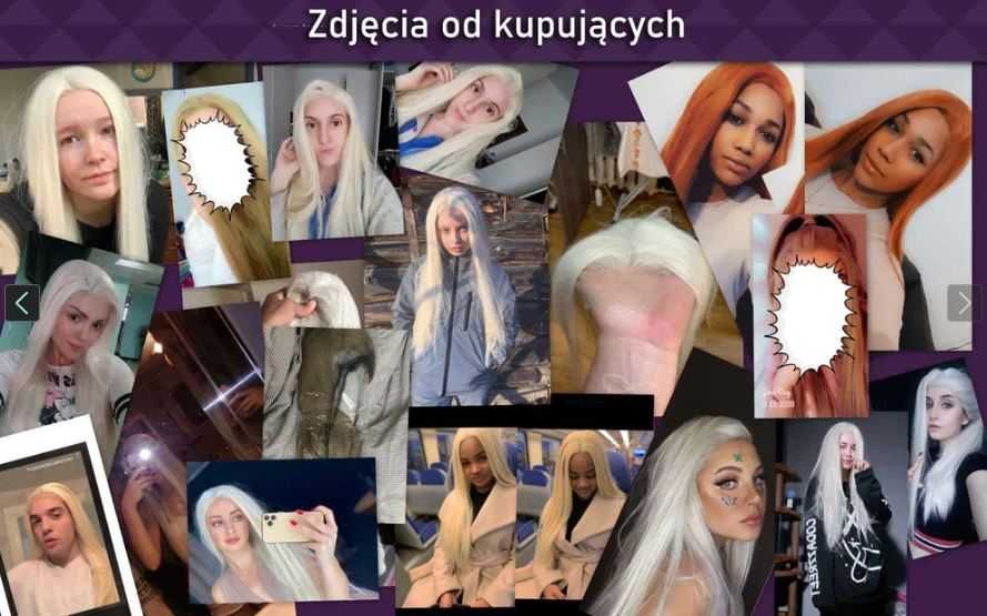 Peruka lace front platynowy blond 65 cm