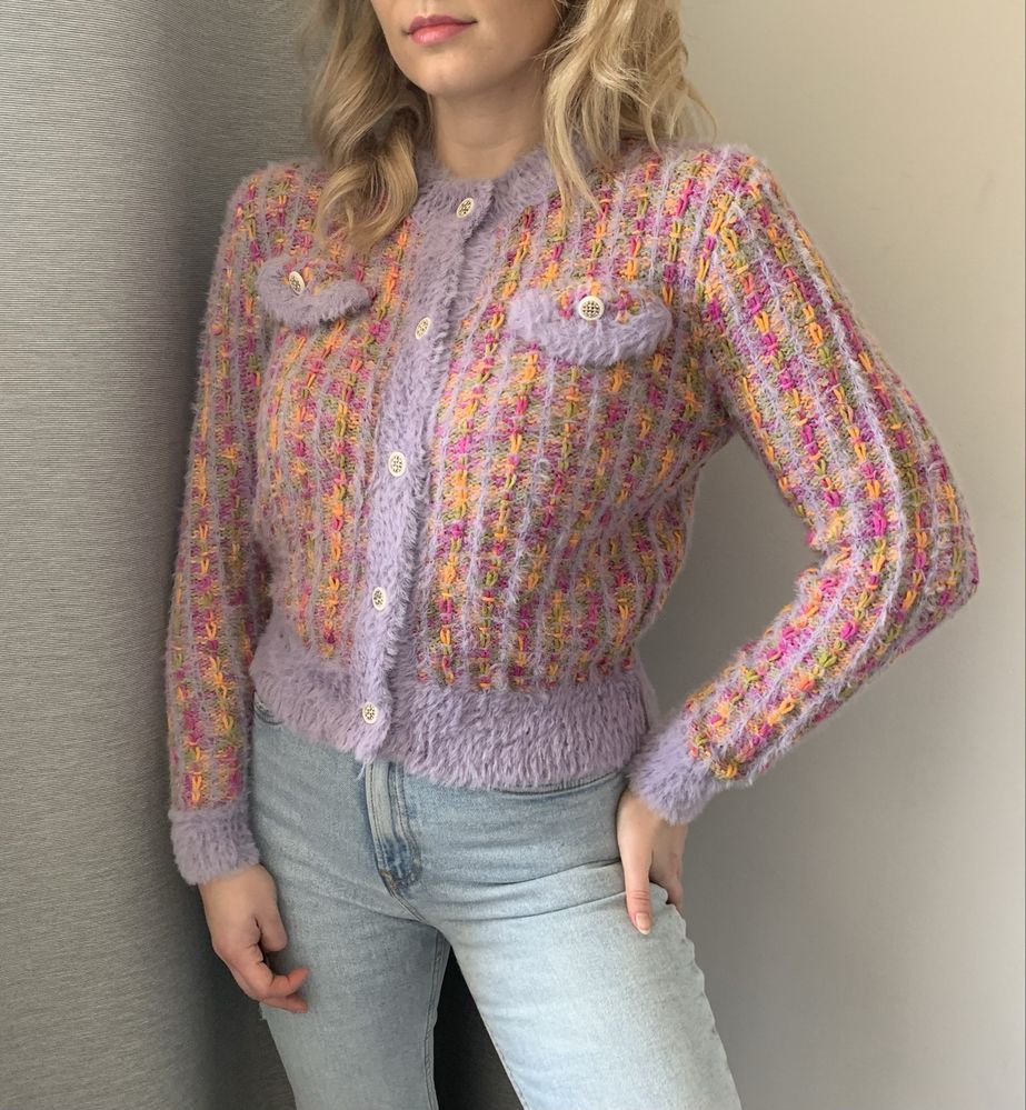 Shein wielobarwny sweterek kardigan oldmony wiosenny spring vibe M