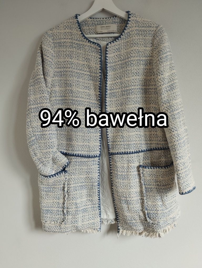 Wiosenny damski płaszcz bouclé r. S 36 Zara Basic