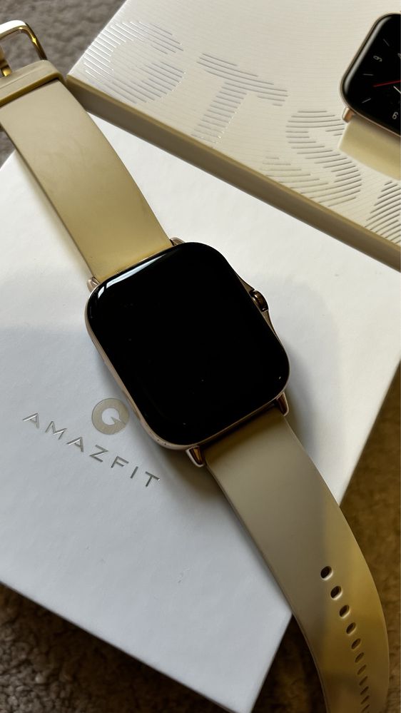Amazfit  gts 2 smartwatch zegarek deser gold beżowy+ czarny pasek nowy