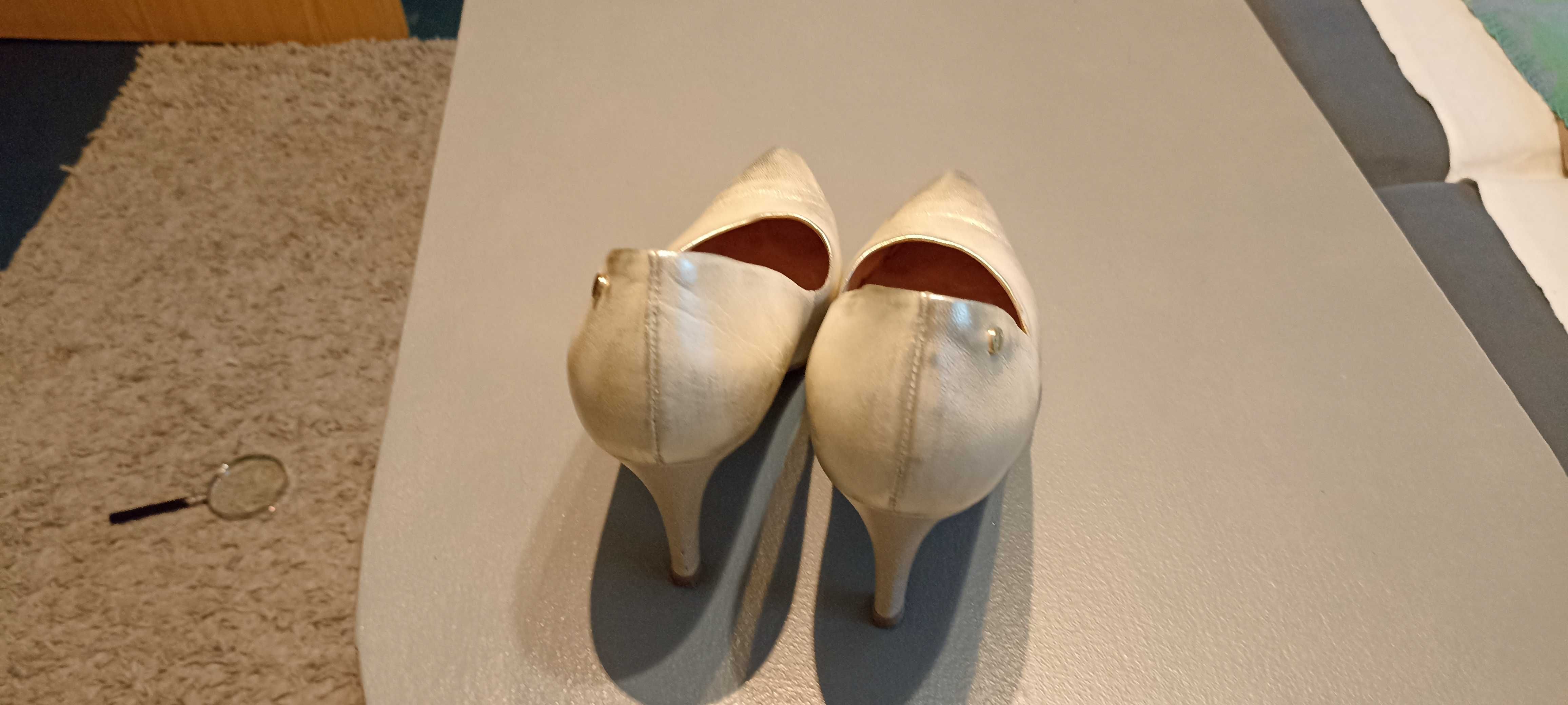 Złot beżowe buty Intershoe skóra naturalna