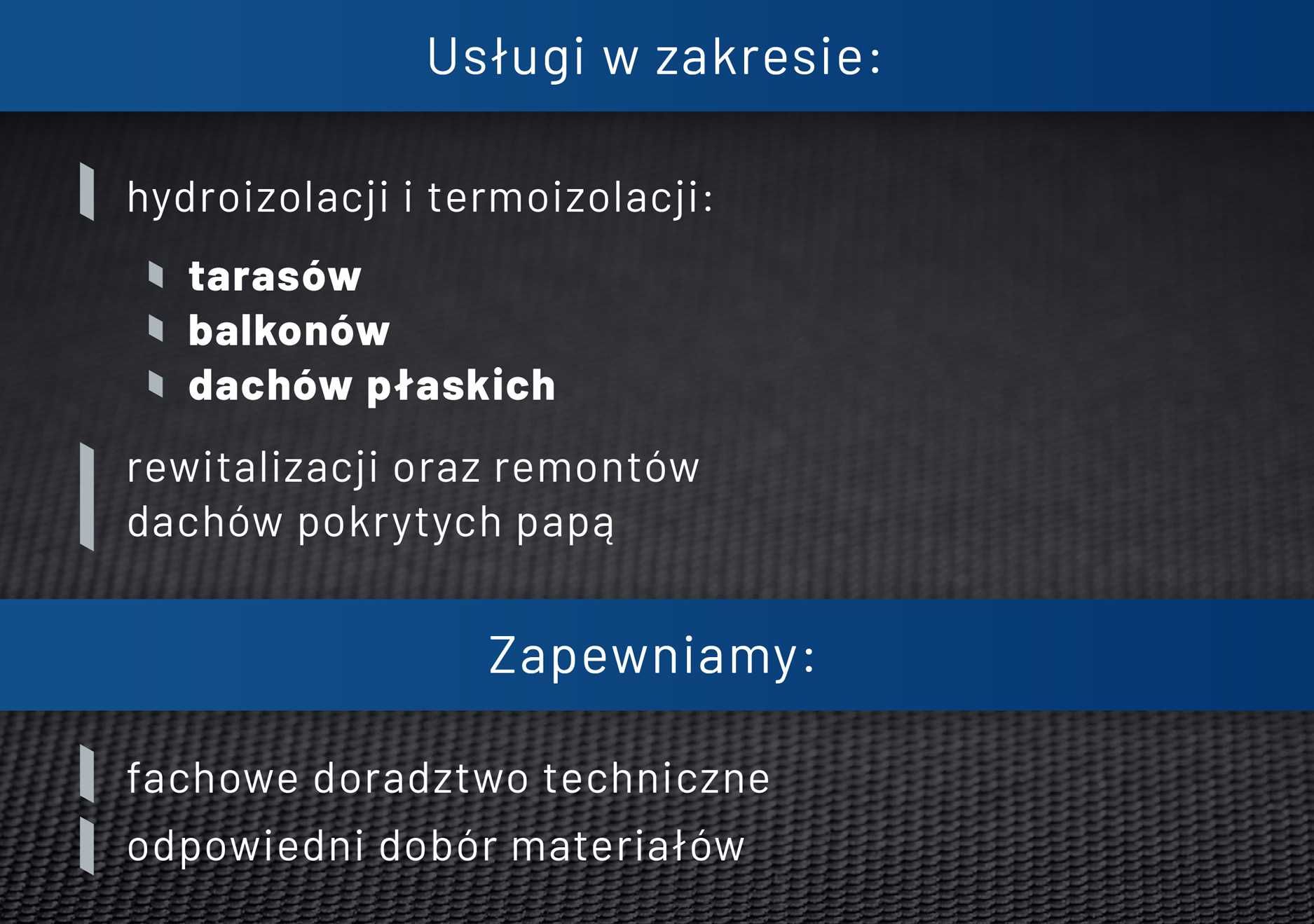 Hydroizolacja membranami EPDM, PVC dach płaski, balkon ,taras