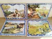 Painéis de Azulejos Gravuras Animais do Campo e Paisagens 60x45cm