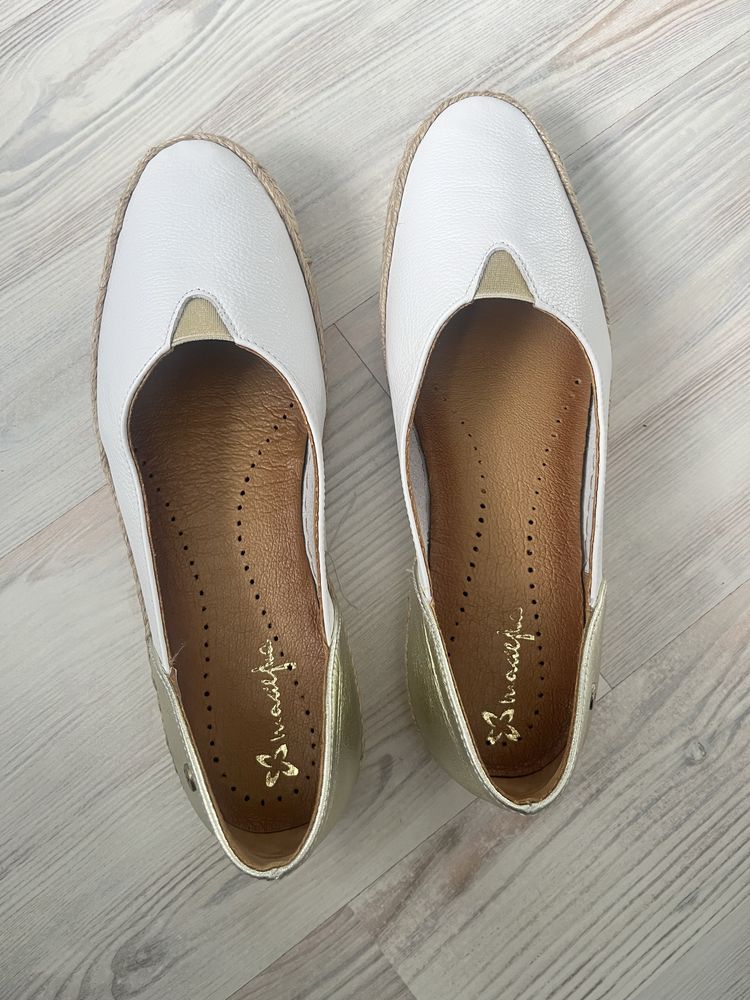 Skórzane baleriny espadryle Maciejka nowe
