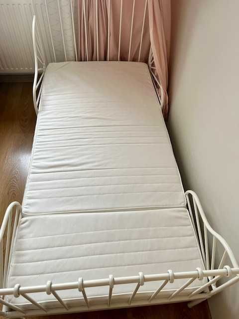 łóżeczko IKEA Minnen białe, materac i stelaż
