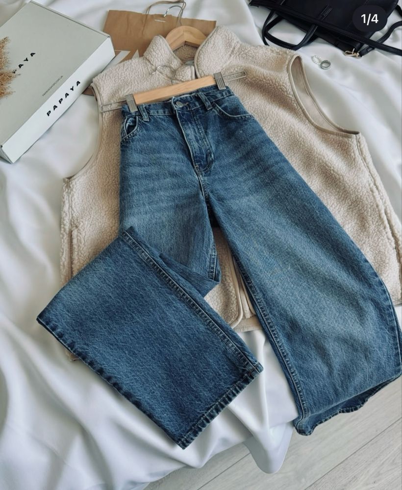 Джинсы клеш wide leg широкі баггі