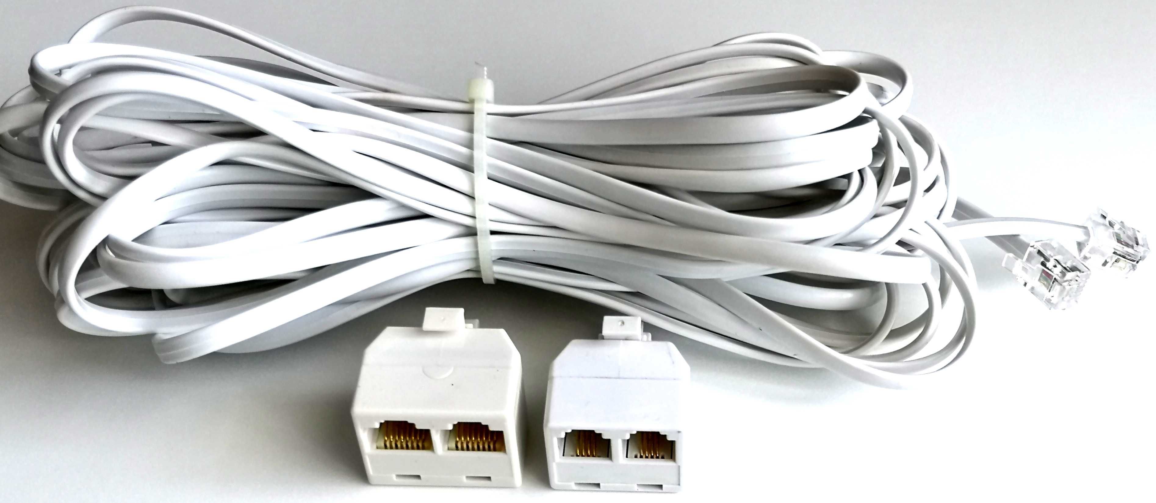 Przewód kabel telefoniczny RJ11 10m + rozdzielacz