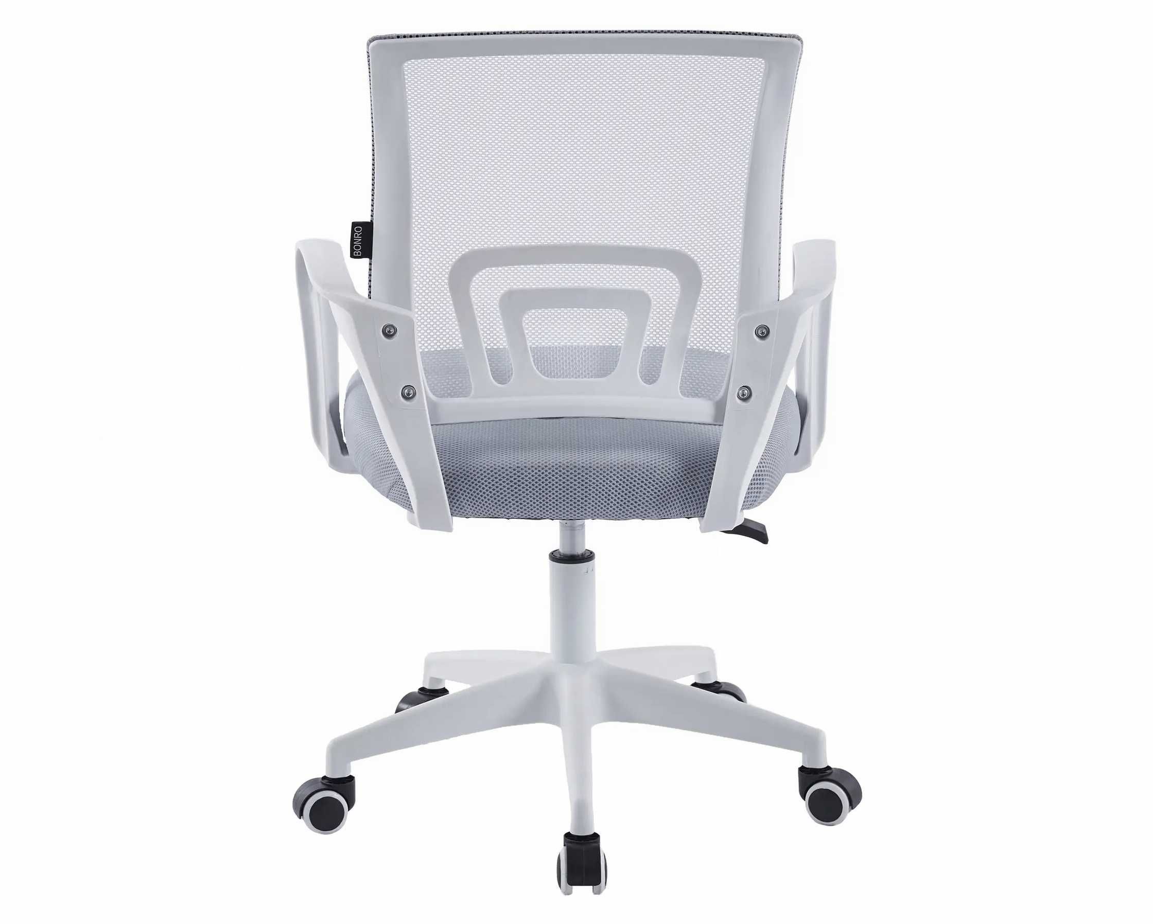 Стул для офиса серый+белый компьютерный на колесах Vertigo кресло