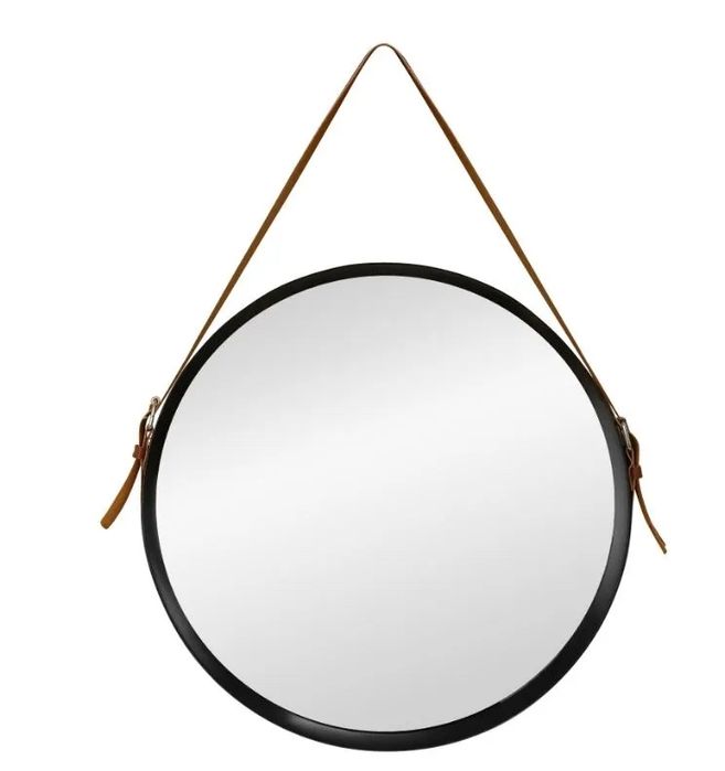Nowe okrągłe lustro wiszące 50 cm na pasku ścienne