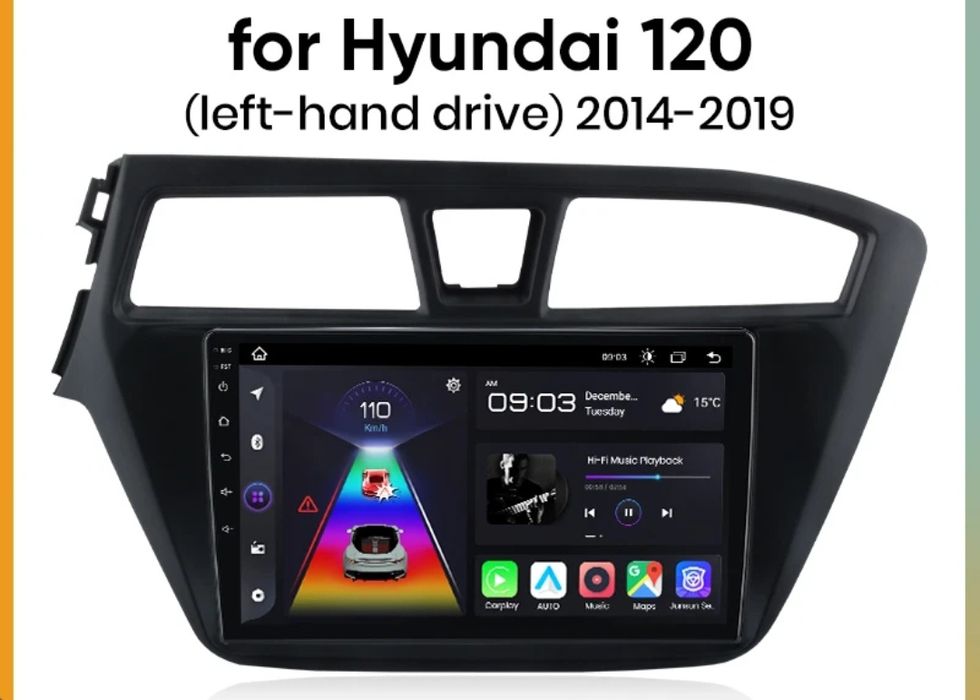 Rádio 9" android 2/32GB Hyundai I20 de 2014-19 WIFI GPS Bluetooth NOVO