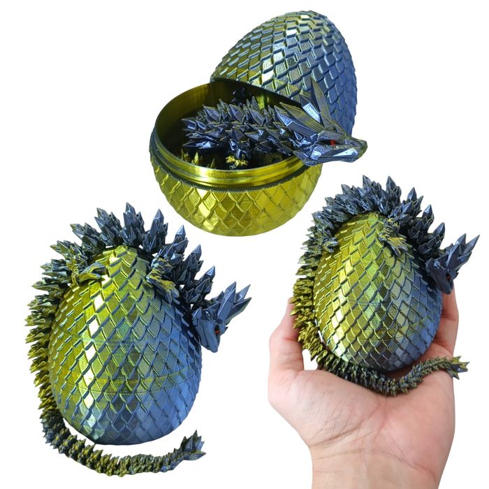 Kryształowy Smok Mini + Jajko, 30cm Długość, Figurka Przegubowa, 25B5S
