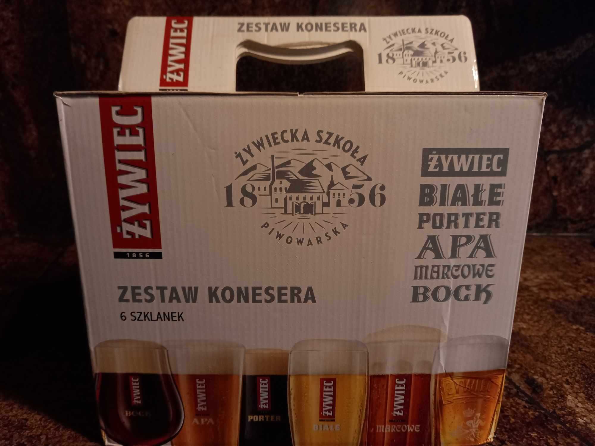 prezentowy zestaw konesera piwa i marki Żywiec 6 szklanek
