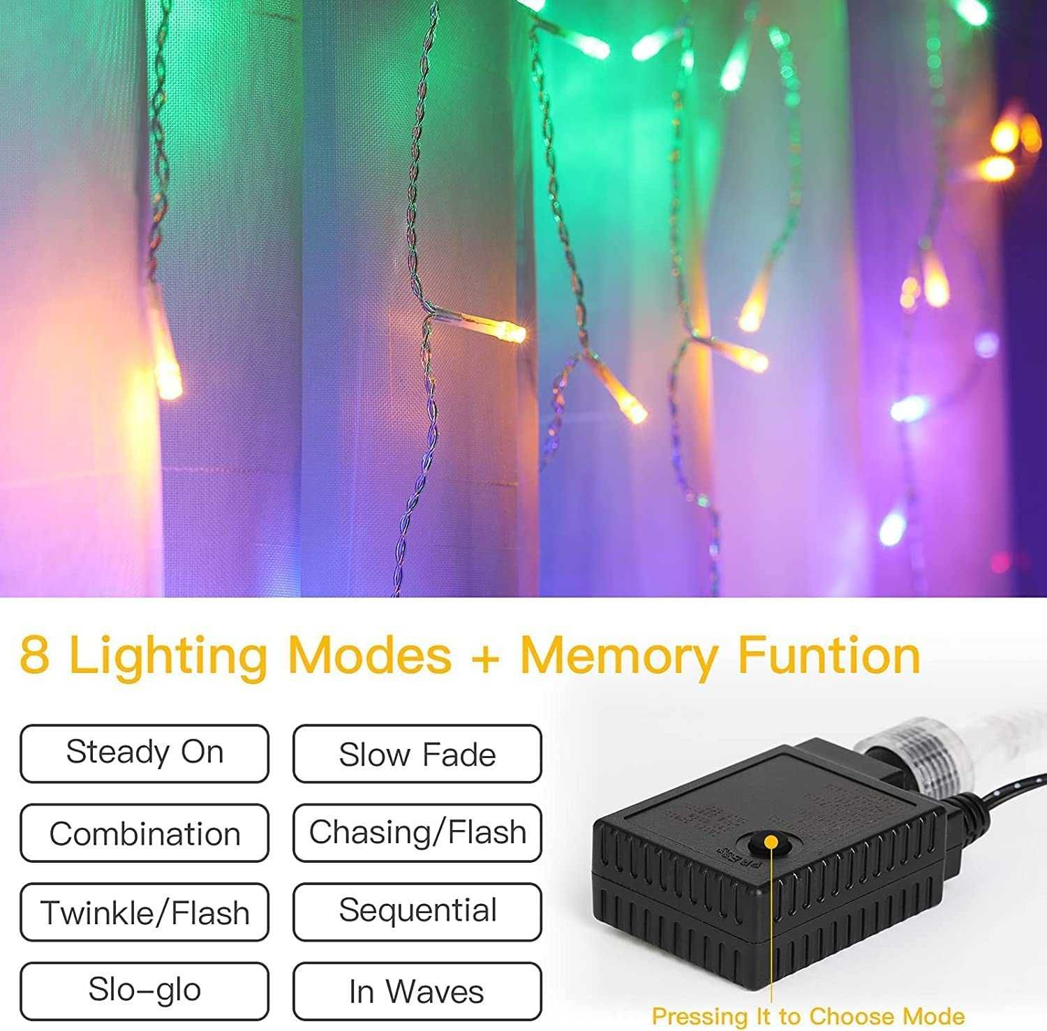 Cortina de luzes de Natal exterior (10 m), nova