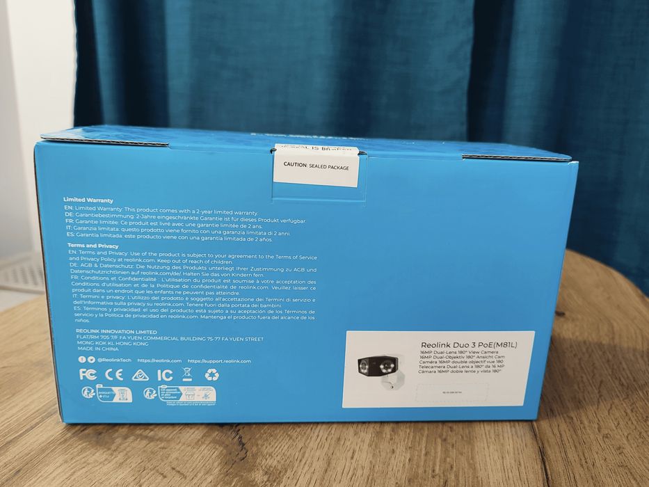 Kamera POE Reolink 16MPx DUO3 P750 kąt widzenia 180st tryb nocny kolor