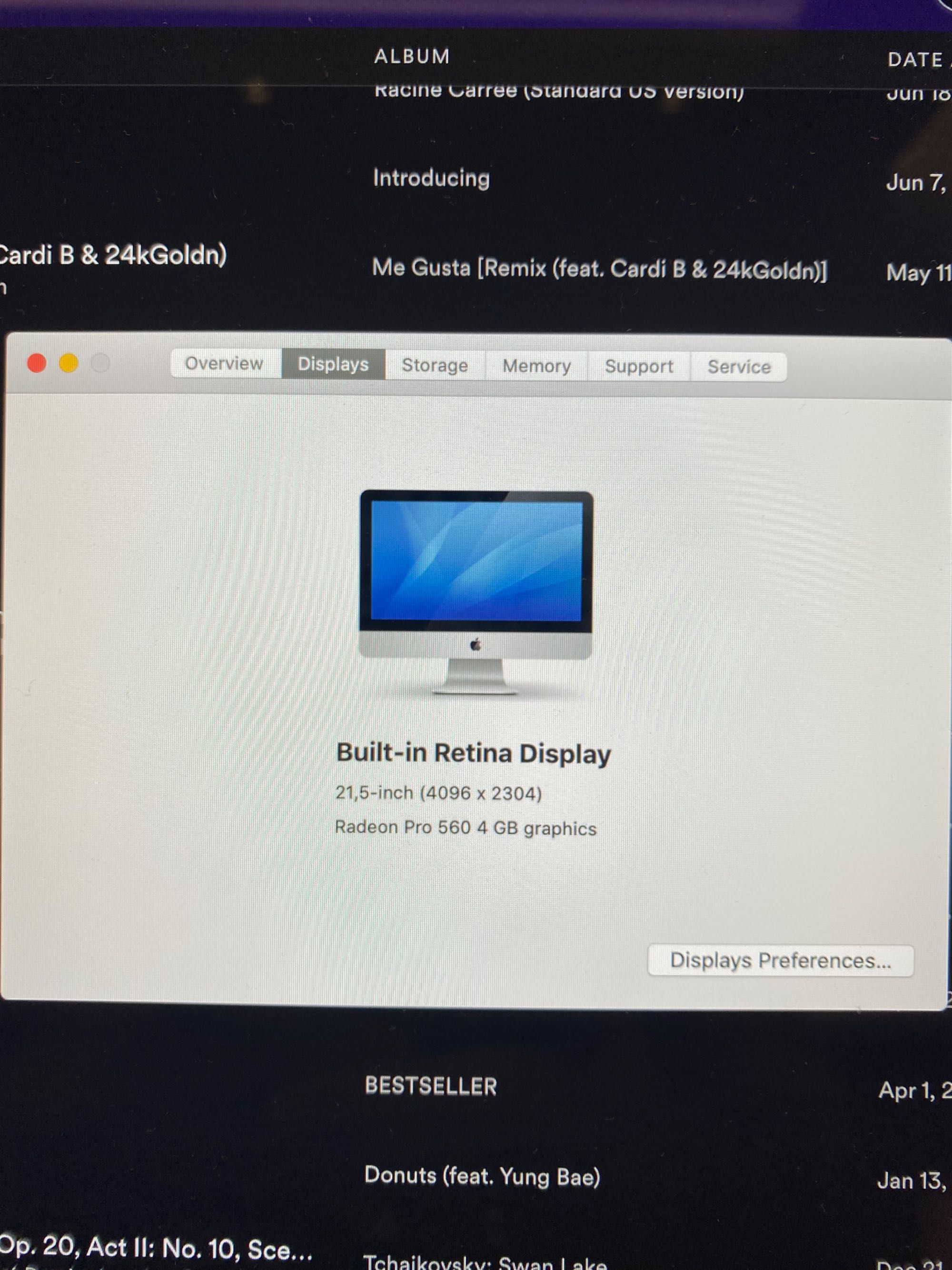 APPLE iMac 21.5 Retina 4K 3,4 GHz i5/8GB/1TB Fusion/R560