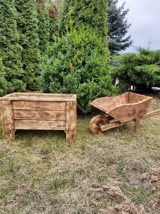 Donica taczka meble jelonek sarenka drewno ogrodowe