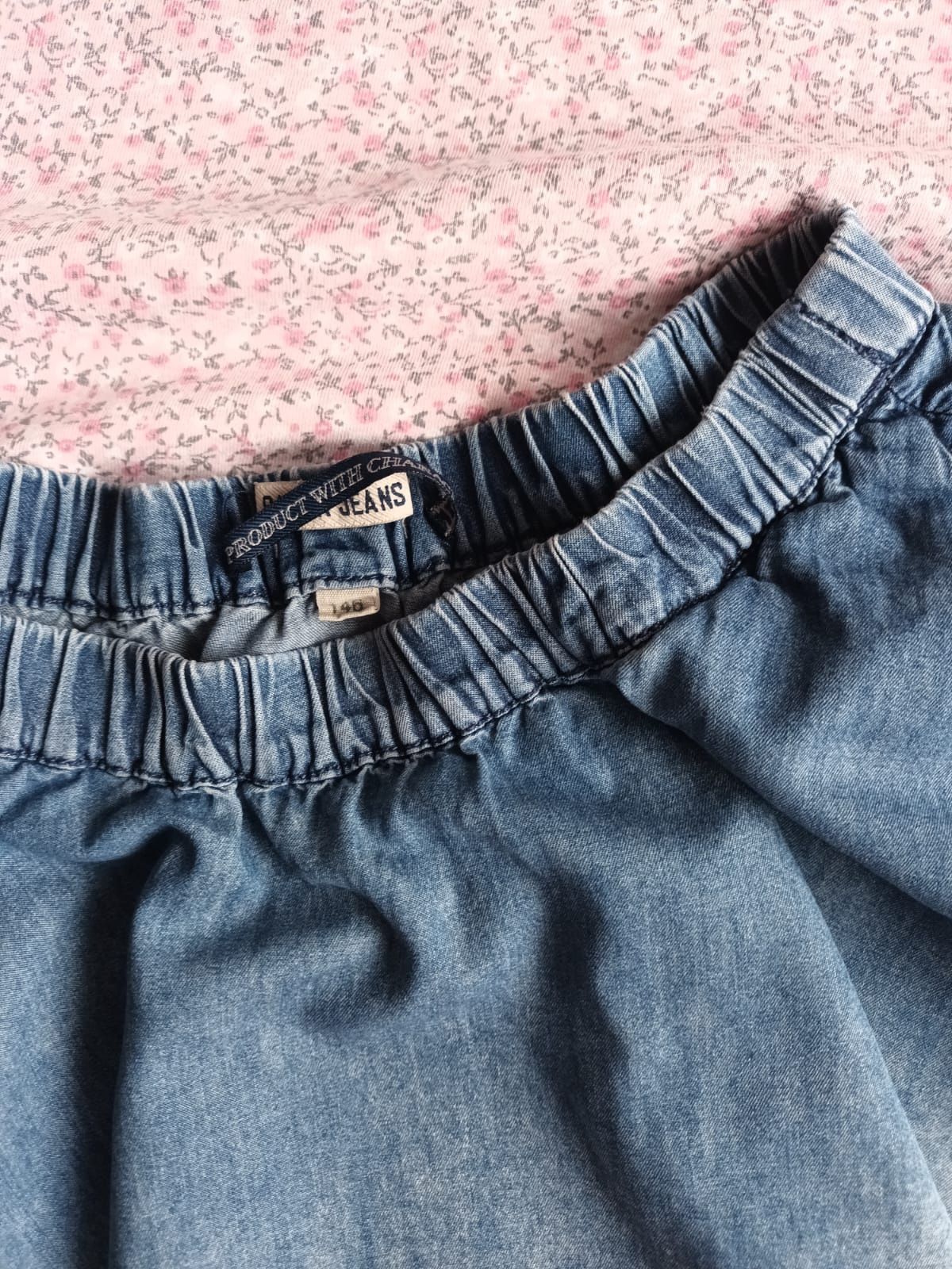 Spódniczka jeansowa bluzeczka komplet 134