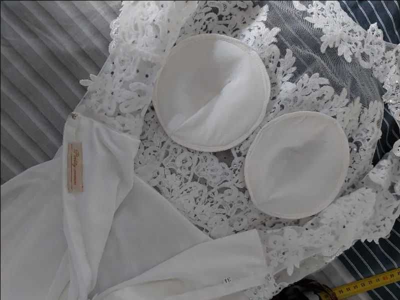 Sukienka/suknia ślubna rozmiar 34 XS, koronkowy gorset, odkryte plecy!