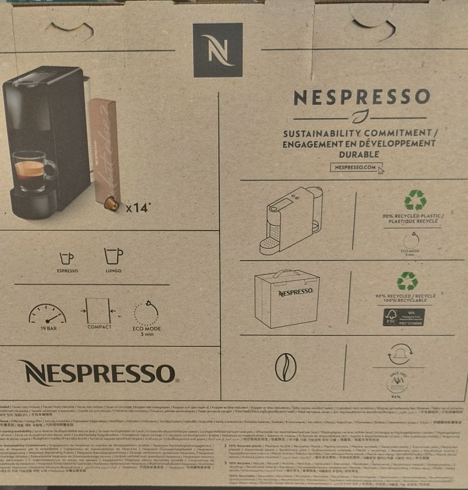 Máquina de café Nespresso Essenza Mini preta