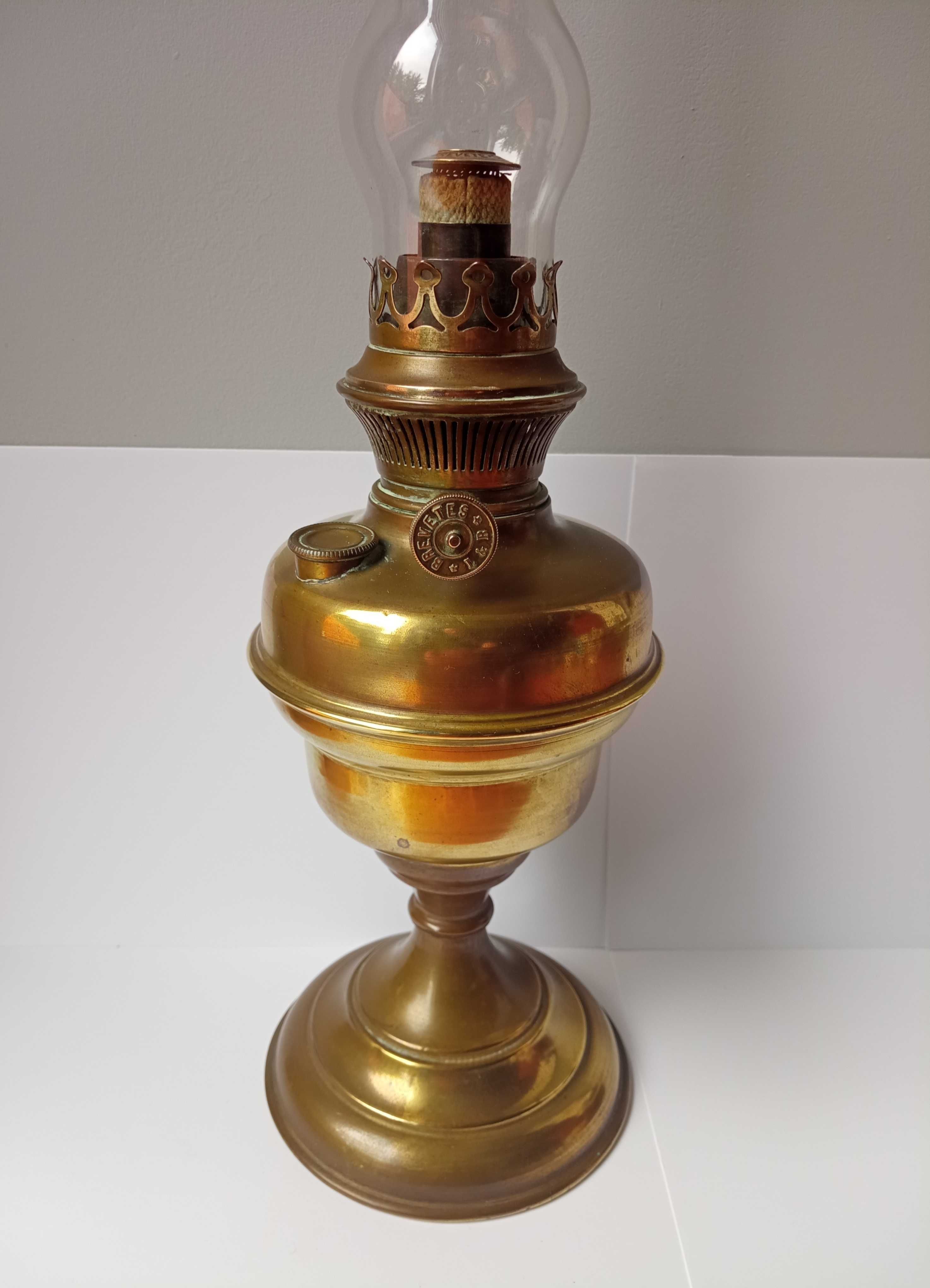 stara sygnowana lampa naftowa L&B Belgia XIX wiek