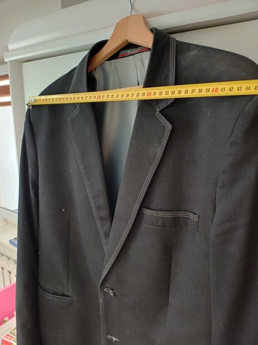 ciemna czarna męska marynarka żakiet czarny męski garnitur 54 nawesele