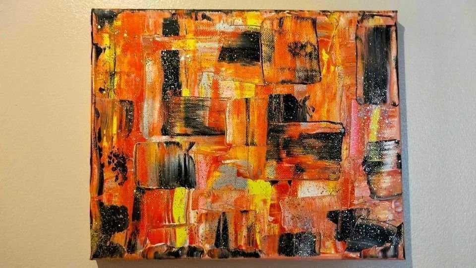 Tela abstracta pintada a acrílico, medidas 30x24cm.