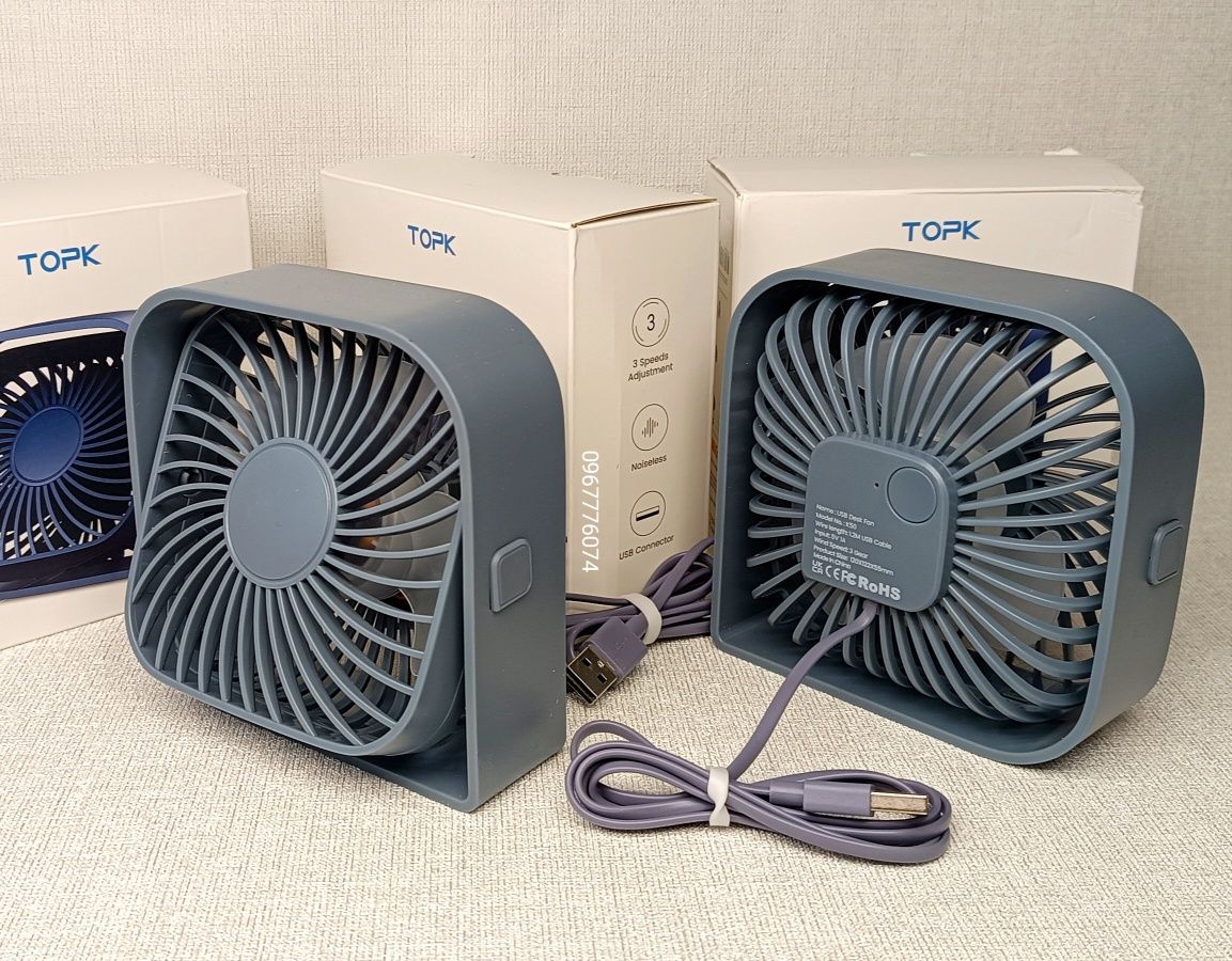 Вентилятор для дому та подорожей портативний 3 швидкості TOPK K50