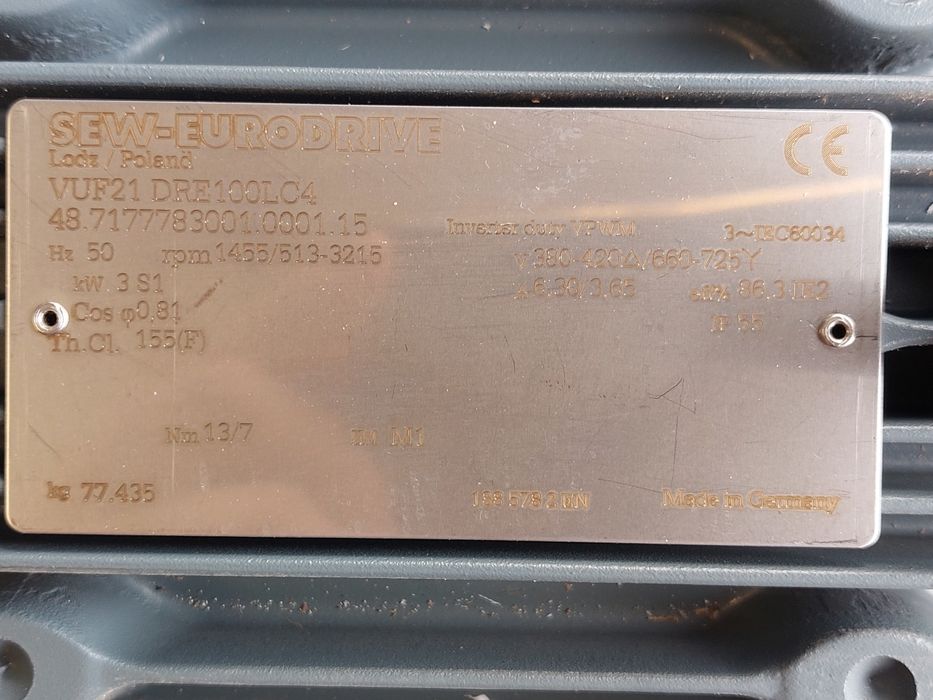 Motoreduktor. Silnik elektryczny 3kw z wariatorem. SEW.