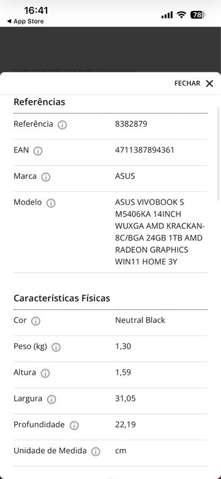 Portatil Asus 14” VB