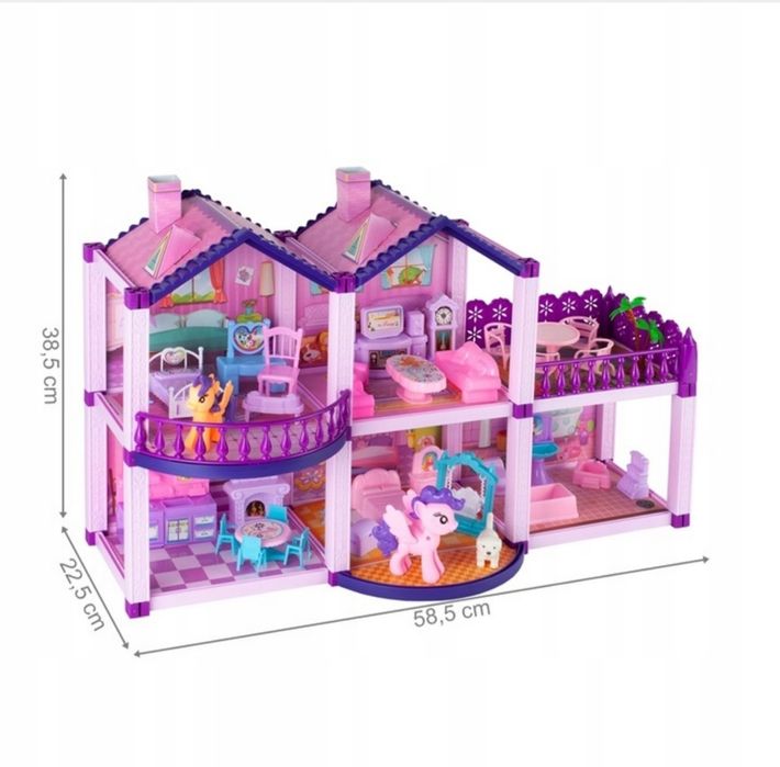 Domek Dla Lalek Kucyków Villa Koniki Pies Mebelki Kucyki Dla Dzieci