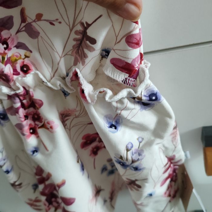 Bawełniana sukienka w kwiaty, krótki rękaw, 92 / 98