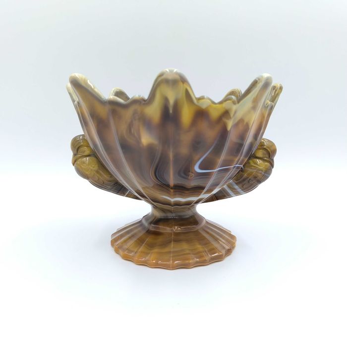 STS Abel Szkło Chalcedonowe Art Deco Misa Owocarka Patera Gołębie
