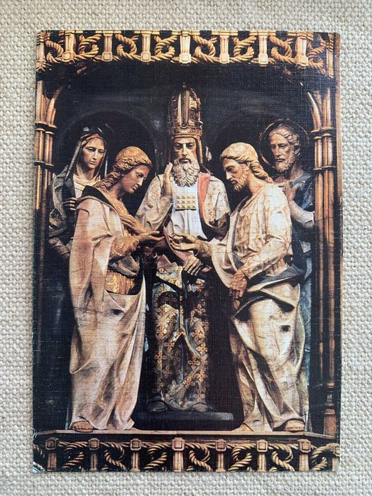 Postal Escena del Retablo principal del Santuario com selo antigo