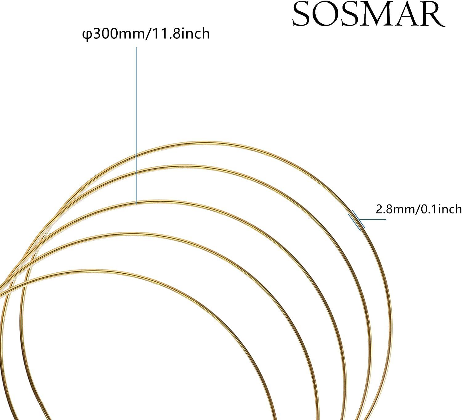 SOSMAR 6 sztuk 30 cm metalowych pierścieni do majsterkowania, złote