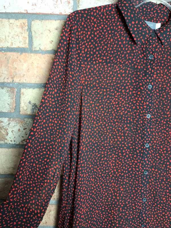 Czarno-czerwona bluzka tunika na guziki długie rękawy wiosenna 38 10 M