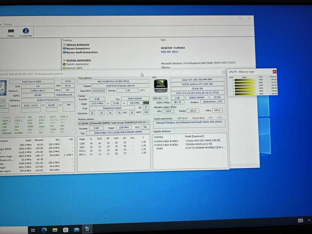 Komputer Intel Core i5-8500 z GeForce GTX 1060