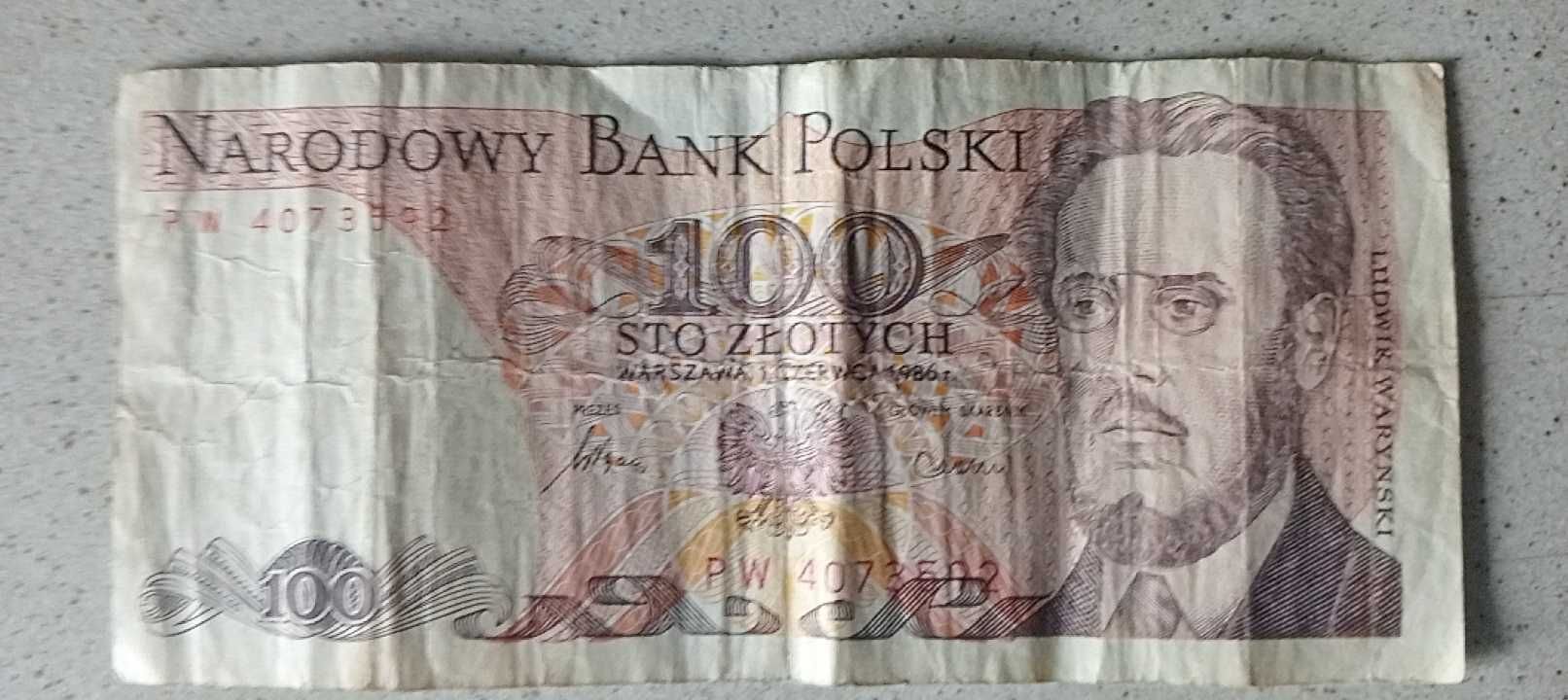 Banknot 100zł. 1986