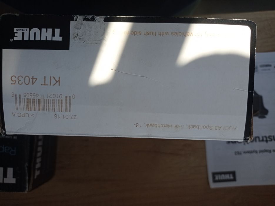 Stopy belek bazowych THULE RAPID SYSTEM 753 uchwyt KIT 4035 Audi A3 8V