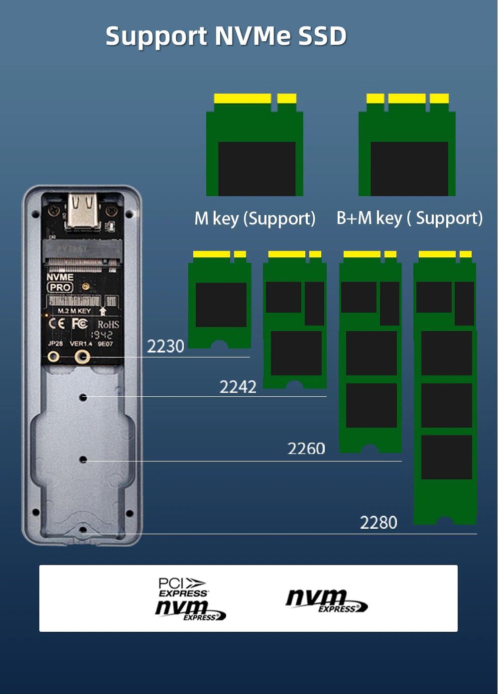 Зовнішня кишеня корпус адаптер JEYI для SSD M.2 NVMe USB 3.2