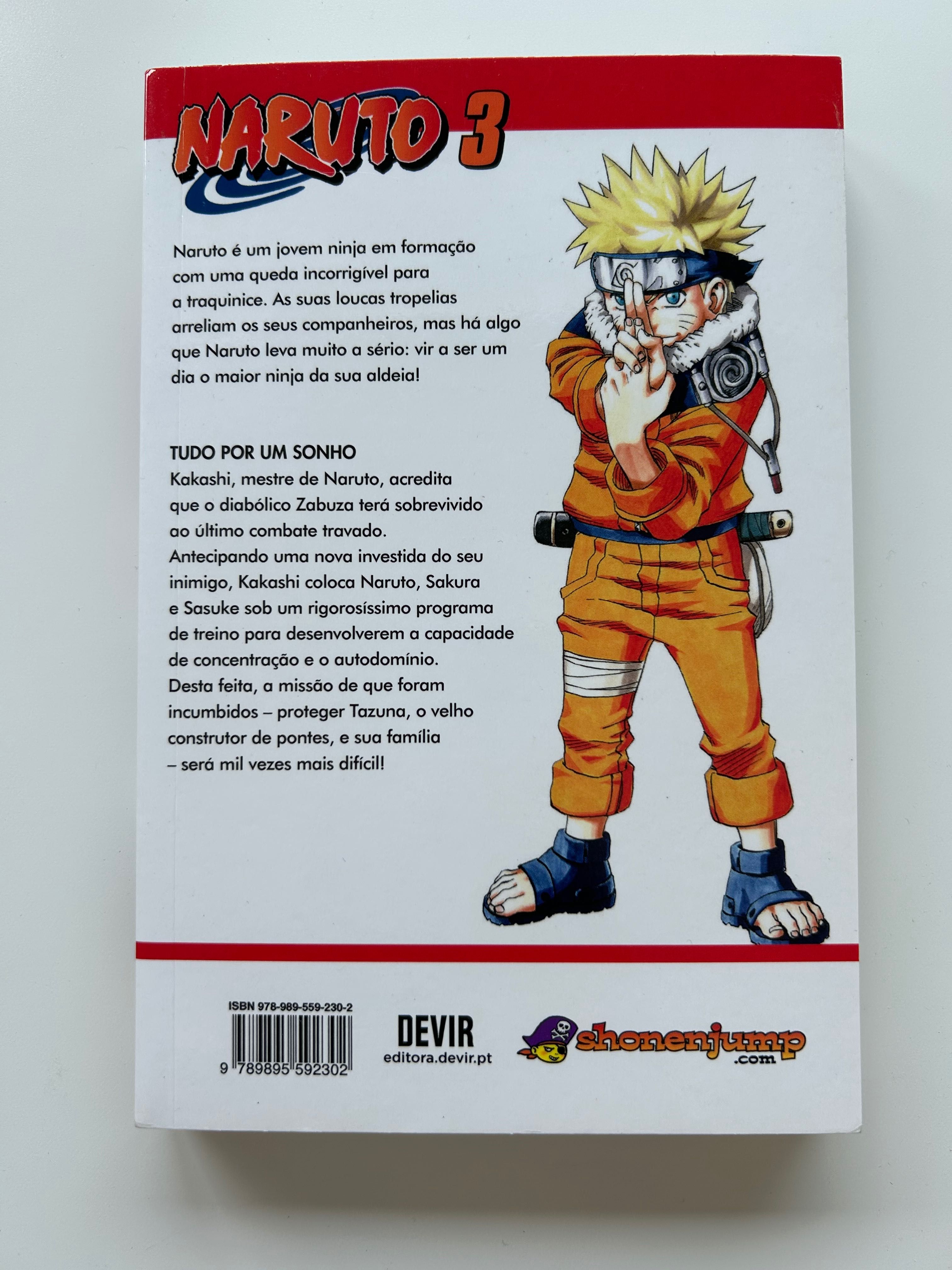 Naruto mangá volume 1, 2 e 3